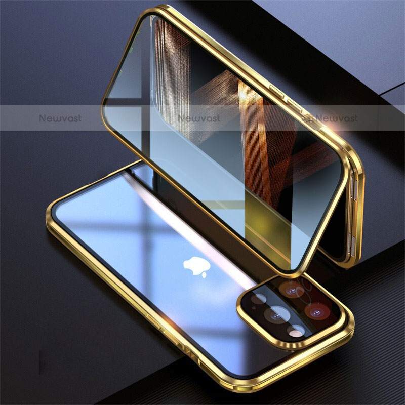 Luxury Aluminum Metal Frame Mirror Cover Case 360 Degrees M08 for Apple iPhone 15 Pro