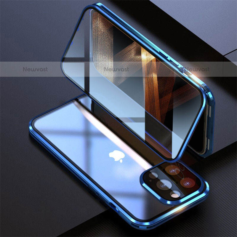 Luxury Aluminum Metal Frame Mirror Cover Case 360 Degrees M08 for Apple iPhone 15 Pro