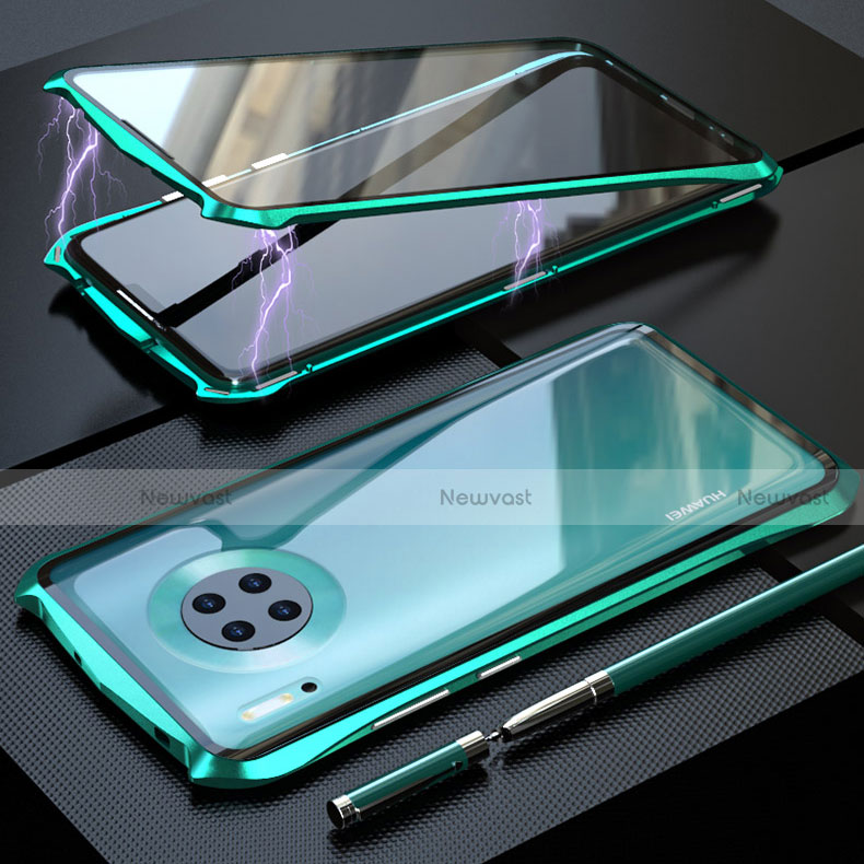 Luxury Aluminum Metal Frame Mirror Cover Case 360 Degrees M08 for Huawei Mate 30 5G Green