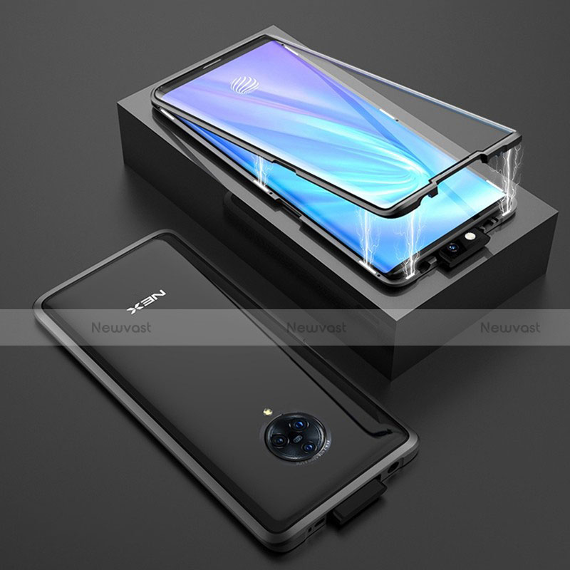 Luxury Aluminum Metal Frame Mirror Cover Case 360 Degrees M08 for Vivo Nex 3 Black