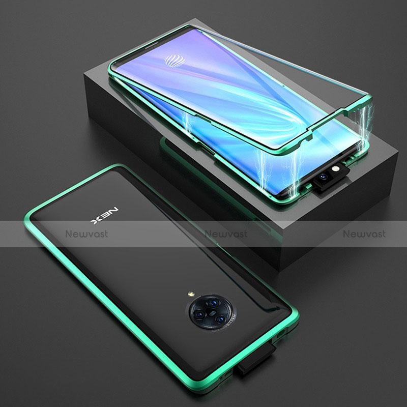 Luxury Aluminum Metal Frame Mirror Cover Case 360 Degrees M08 for Vivo Nex 3S Green