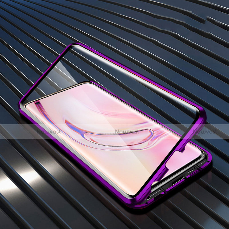 Luxury Aluminum Metal Frame Mirror Cover Case 360 Degrees M08 for Xiaomi Mi 10 Pro Purple