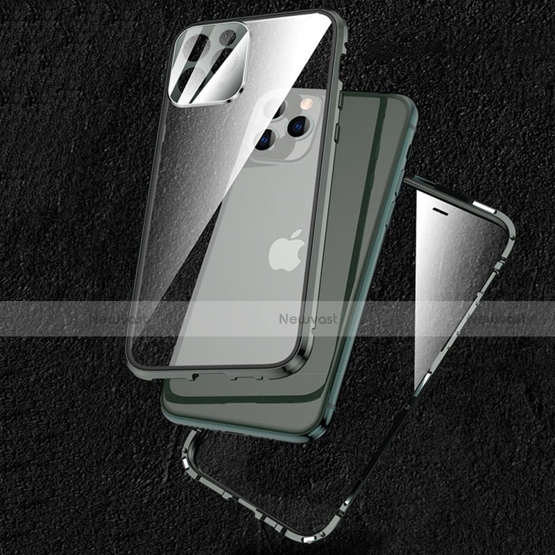 Luxury Aluminum Metal Frame Mirror Cover Case 360 Degrees M09 for Apple iPhone 13 Pro