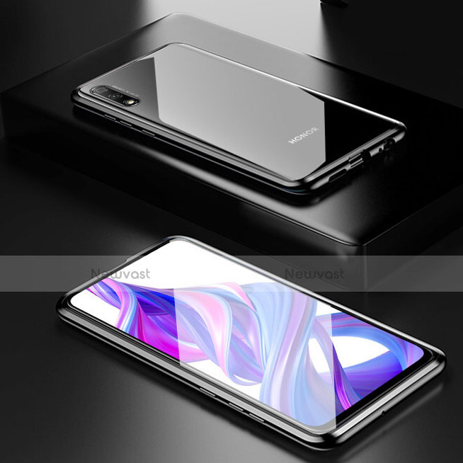 Luxury Aluminum Metal Frame Mirror Cover Case 360 Degrees M09 for Huawei Honor 9X Black