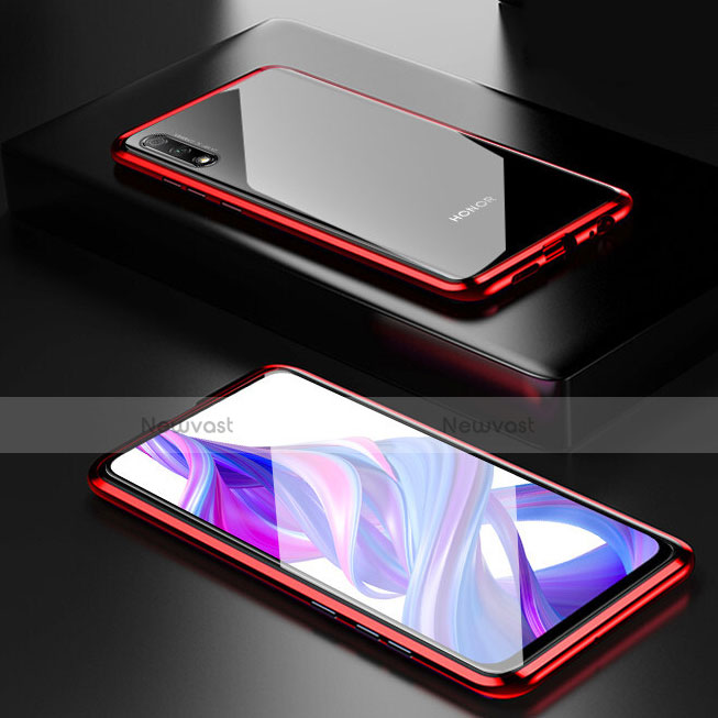 Luxury Aluminum Metal Frame Mirror Cover Case 360 Degrees M09 for Huawei Y9 Prime (2019) Red