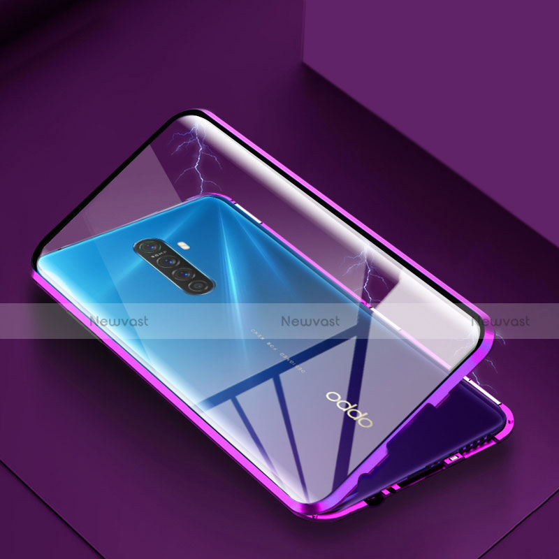 Luxury Aluminum Metal Frame Mirror Cover Case 360 Degrees M09 for Realme X2 Pro Purple