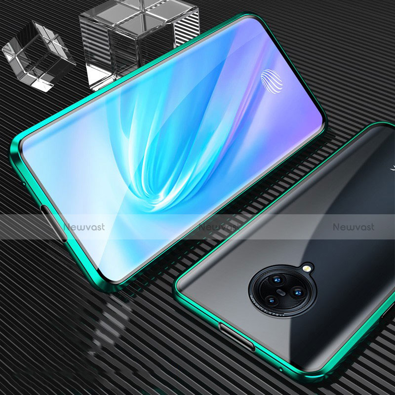 Luxury Aluminum Metal Frame Mirror Cover Case 360 Degrees M09 for Vivo Nex 3 Green