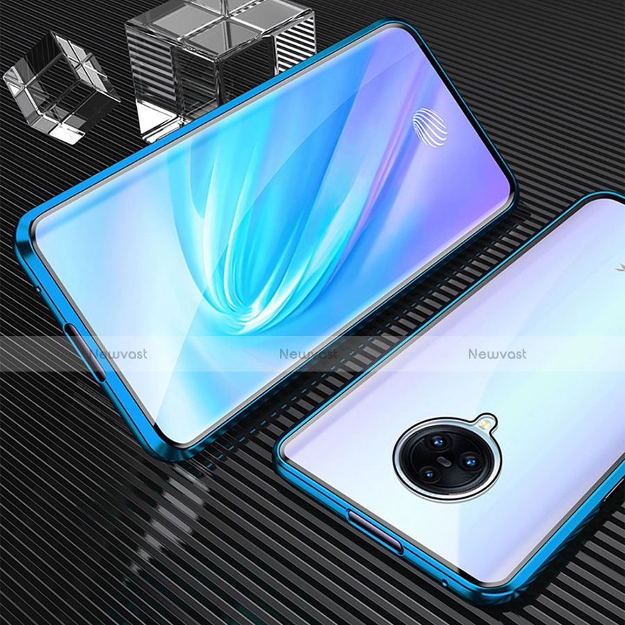 Luxury Aluminum Metal Frame Mirror Cover Case 360 Degrees M09 for Vivo Nex 3S Blue