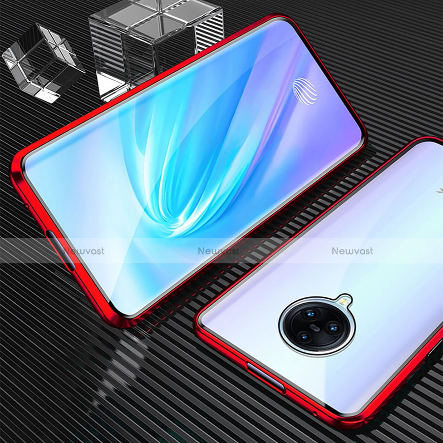 Luxury Aluminum Metal Frame Mirror Cover Case 360 Degrees M09 for Vivo Nex 3S Red