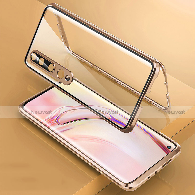 Luxury Aluminum Metal Frame Mirror Cover Case 360 Degrees M09 for Xiaomi Mi 10 Gold