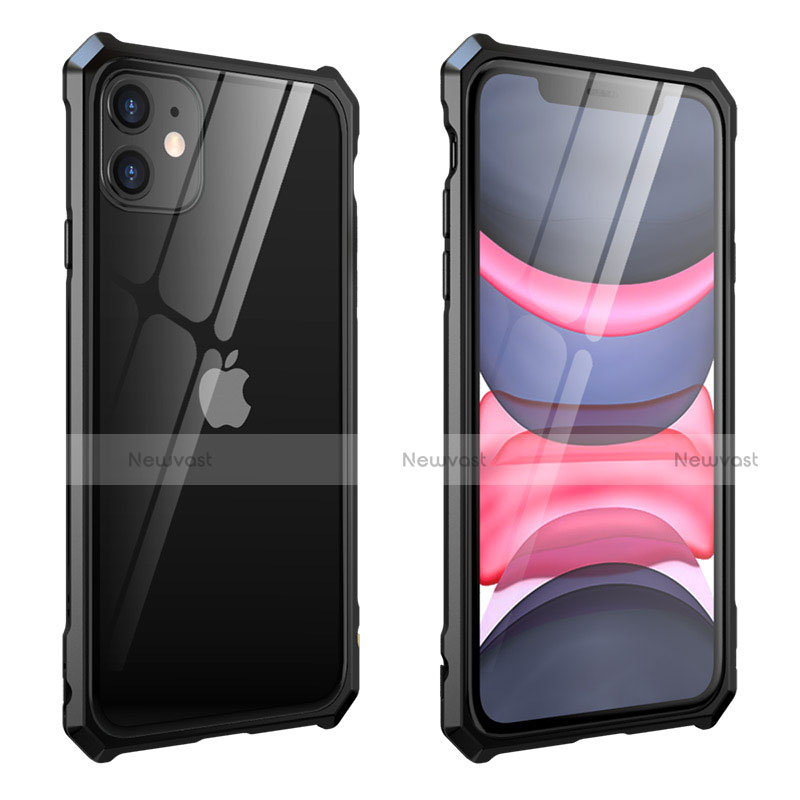 Luxury Aluminum Metal Frame Mirror Cover Case 360 Degrees M10 for Apple iPhone 11 Black