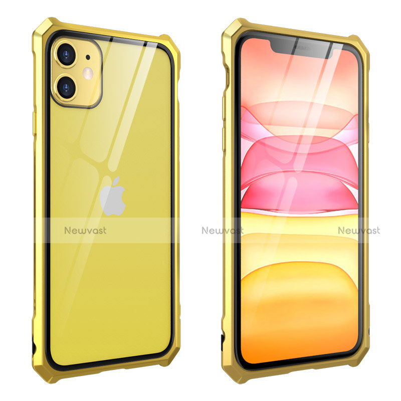 Luxury Aluminum Metal Frame Mirror Cover Case 360 Degrees M10 for Apple iPhone 11 Gold