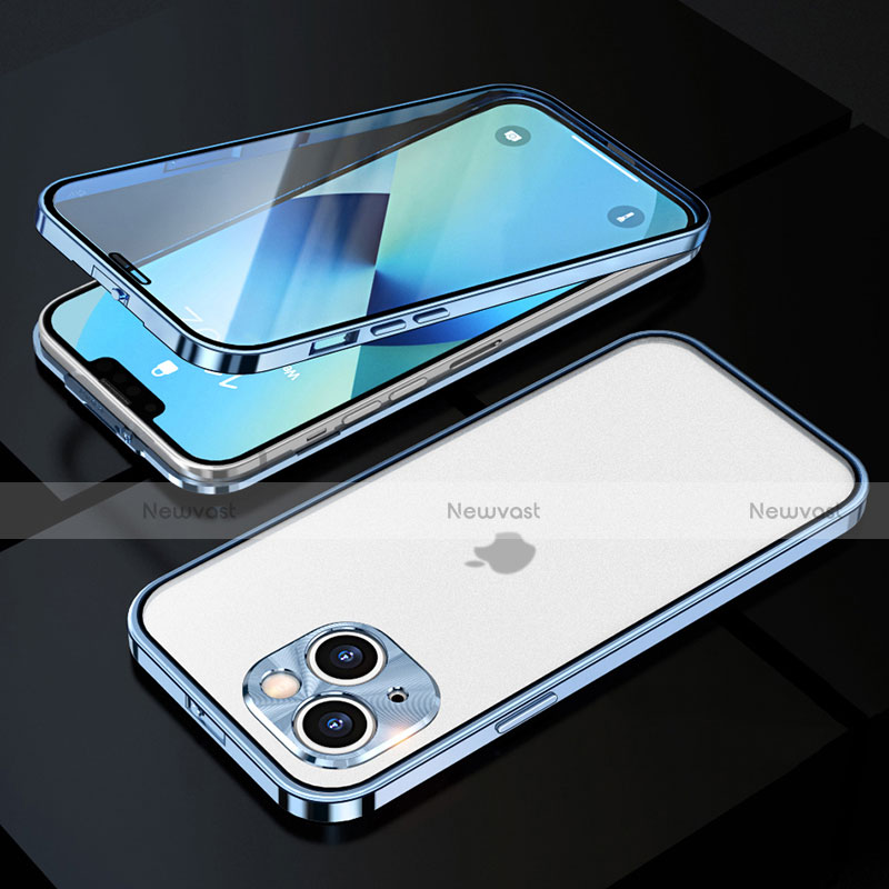 Luxury Aluminum Metal Frame Mirror Cover Case 360 Degrees M10 for Apple iPhone 14 Plus