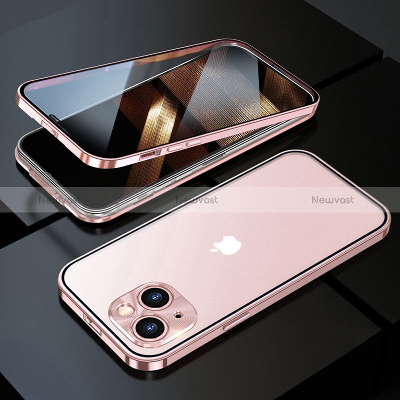 Luxury Aluminum Metal Frame Mirror Cover Case 360 Degrees M10 for Apple iPhone 15 Plus