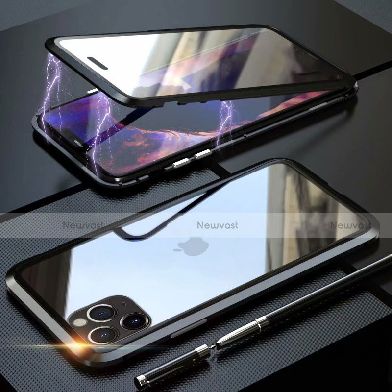 Luxury Aluminum Metal Frame Mirror Cover Case 360 Degrees M12 for Apple iPhone 11 Pro Black