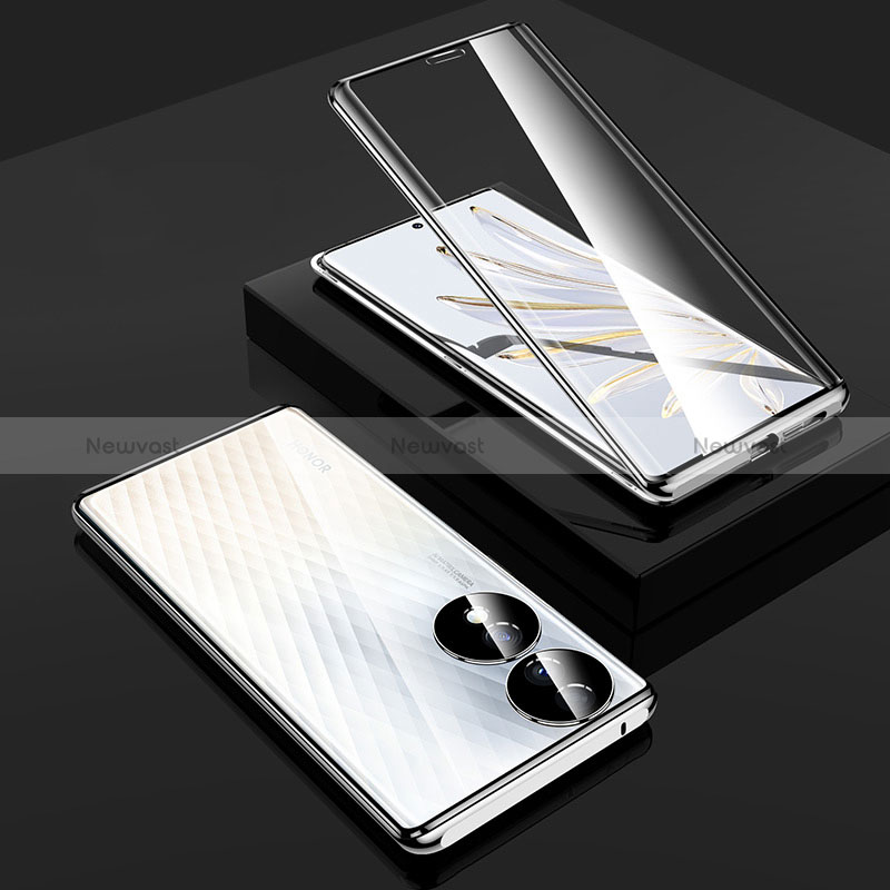 Luxury Aluminum Metal Frame Mirror Cover Case 360 Degrees P01 for Huawei Honor 70 5G