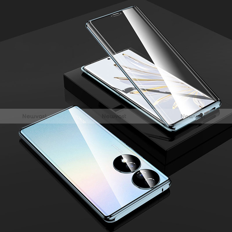 Luxury Aluminum Metal Frame Mirror Cover Case 360 Degrees P01 for Huawei Honor 70 5G