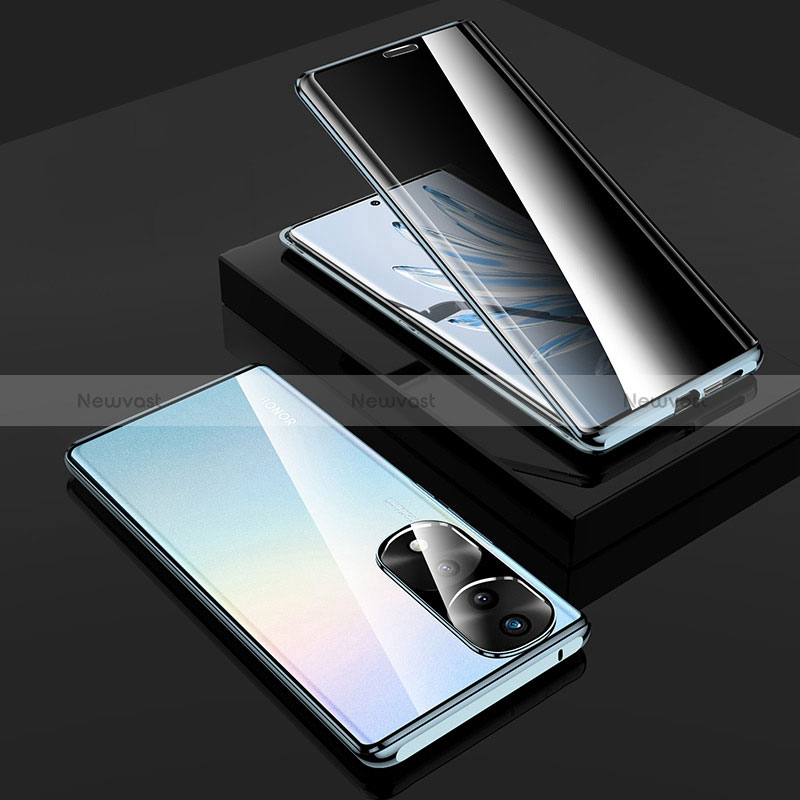 Luxury Aluminum Metal Frame Mirror Cover Case 360 Degrees P01 for Huawei Honor 70 Pro+ Plus 5G