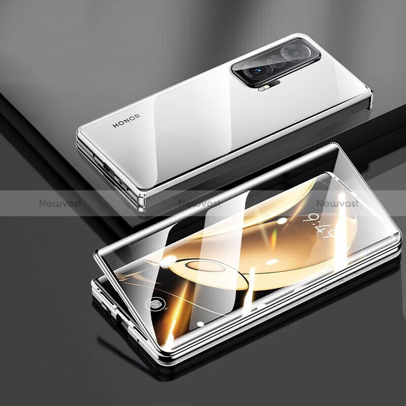 Luxury Aluminum Metal Frame Mirror Cover Case 360 Degrees P01 for Huawei Honor Magic V 5G