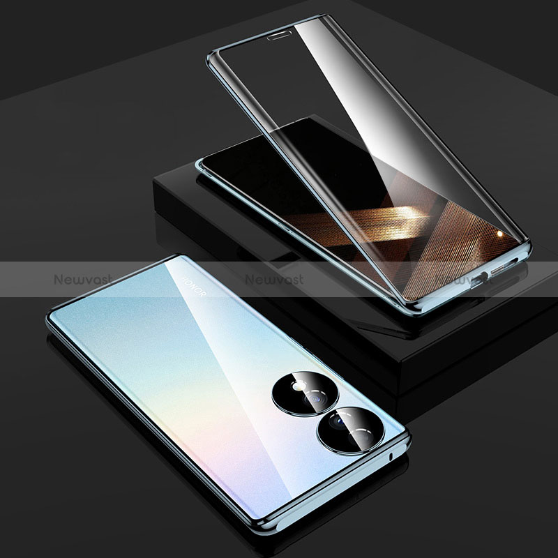 Luxury Aluminum Metal Frame Mirror Cover Case 360 Degrees P01 for Huawei Honor X7b