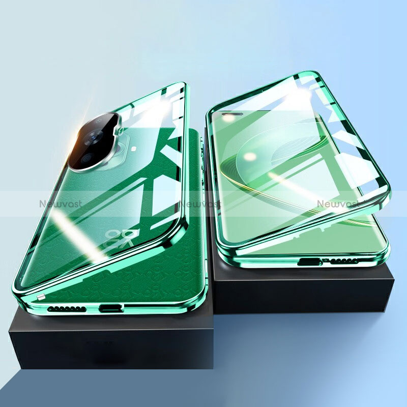 Luxury Aluminum Metal Frame Mirror Cover Case 360 Degrees P01 for Huawei Nova 11 Pro Green