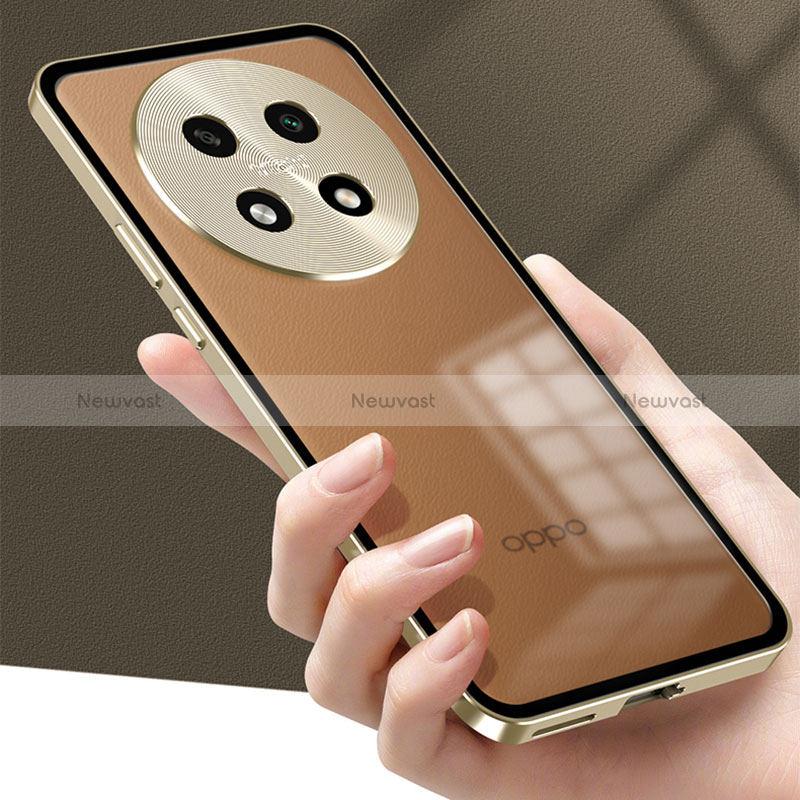 Luxury Aluminum Metal Frame Mirror Cover Case 360 Degrees P01 for Oppo A2 Pro 5G