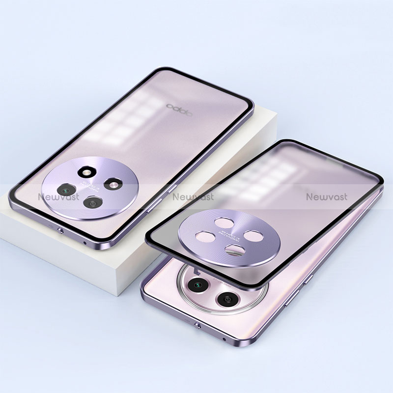 Luxury Aluminum Metal Frame Mirror Cover Case 360 Degrees P01 for Oppo A2 Pro 5G