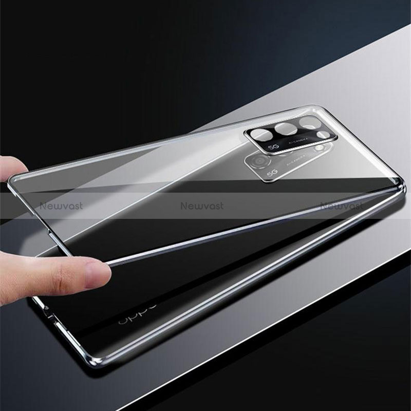 Luxury Aluminum Metal Frame Mirror Cover Case 360 Degrees P01 for Oppo A53s 5G