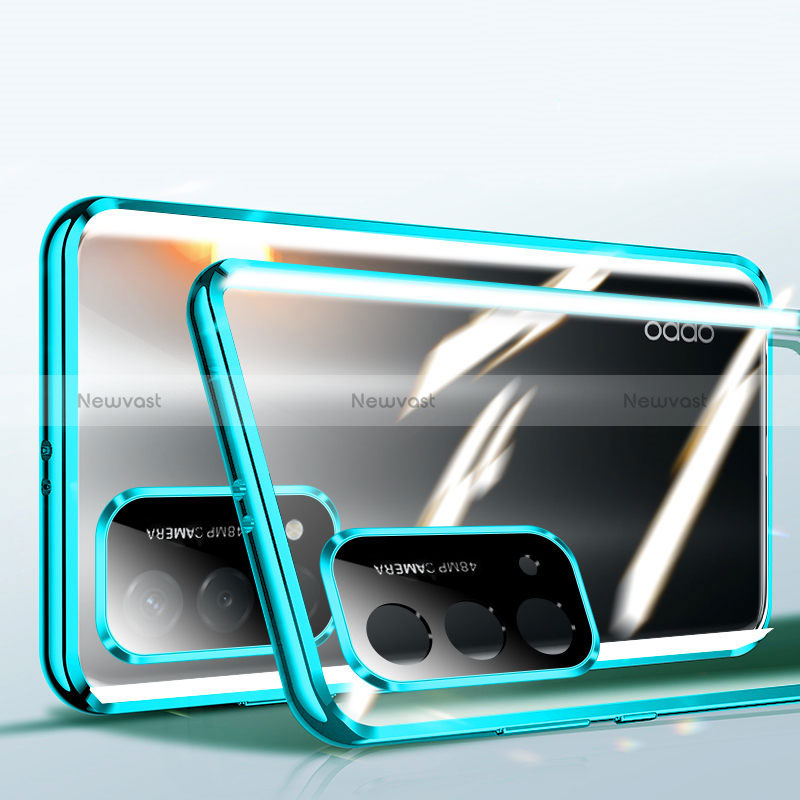 Luxury Aluminum Metal Frame Mirror Cover Case 360 Degrees P01 for Oppo A74 5G