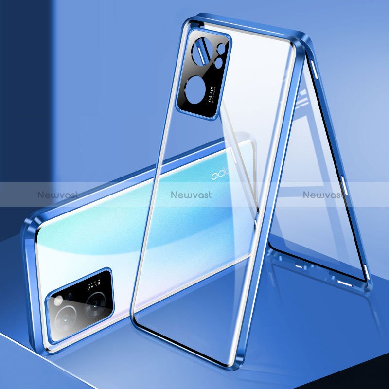 Luxury Aluminum Metal Frame Mirror Cover Case 360 Degrees P01 for Oppo A77 5G
