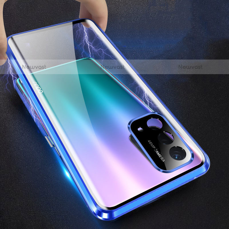 Luxury Aluminum Metal Frame Mirror Cover Case 360 Degrees P01 for Oppo A93 5G