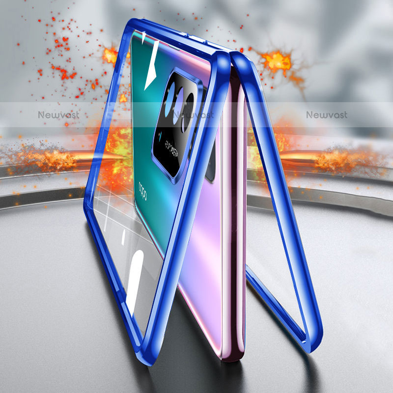 Luxury Aluminum Metal Frame Mirror Cover Case 360 Degrees P01 for Oppo A93 5G