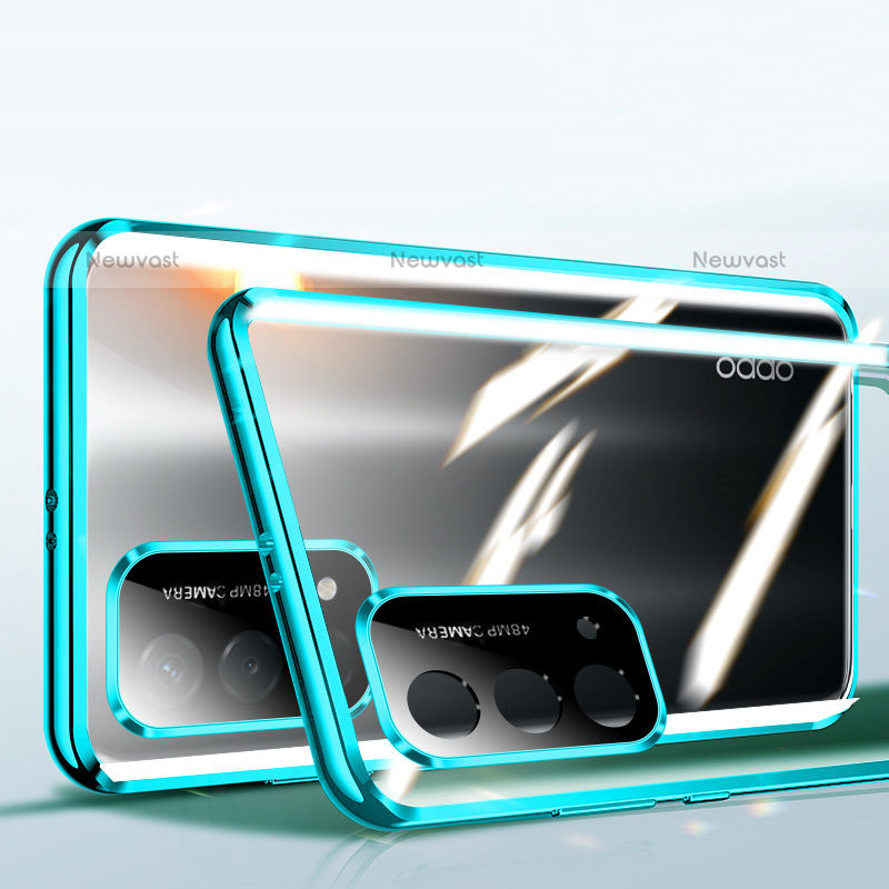 Luxury Aluminum Metal Frame Mirror Cover Case 360 Degrees P01 for Oppo A93 5G