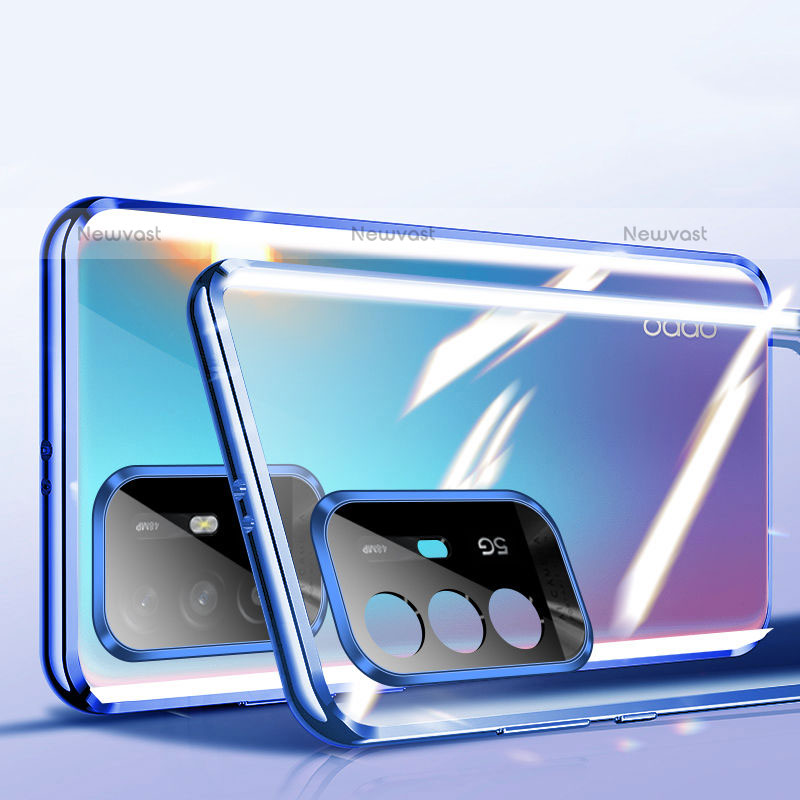 Luxury Aluminum Metal Frame Mirror Cover Case 360 Degrees P01 for Oppo A94 5G