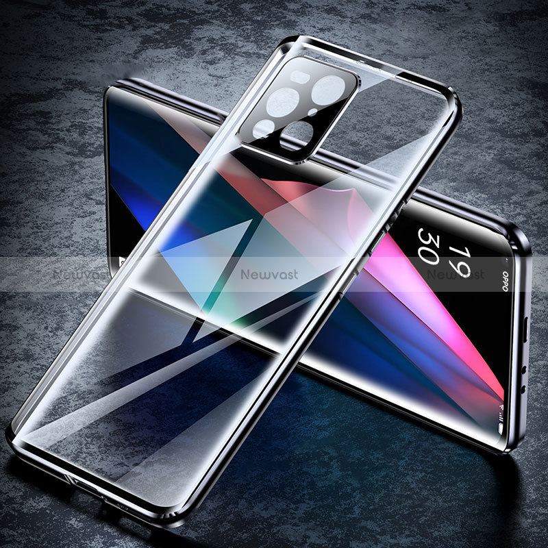 Luxury Aluminum Metal Frame Mirror Cover Case 360 Degrees P01 for Oppo Find X3 5G