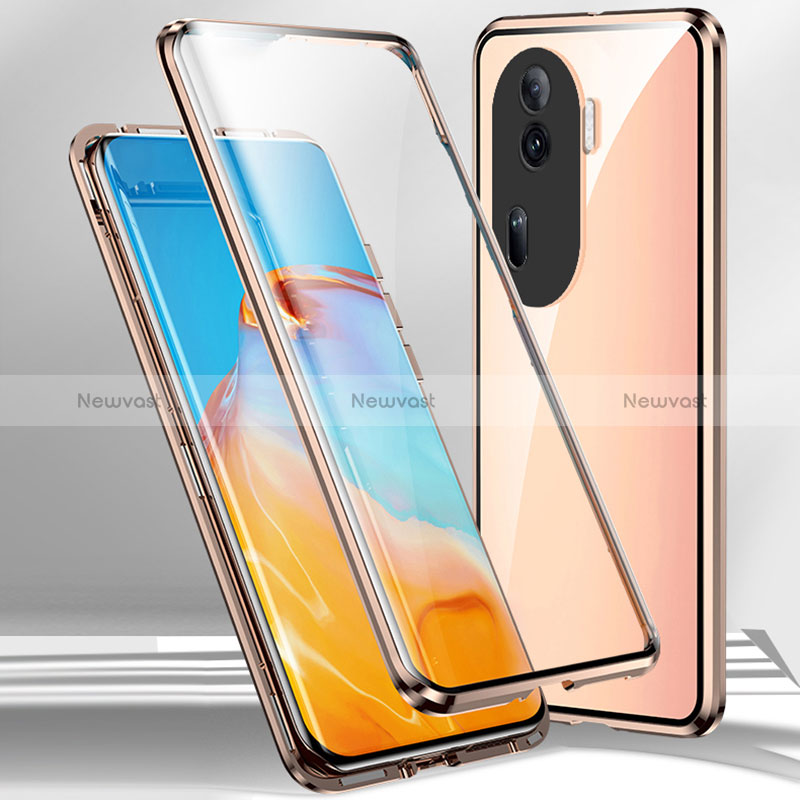 Luxury Aluminum Metal Frame Mirror Cover Case 360 Degrees P01 for Oppo Reno11 Pro 5G