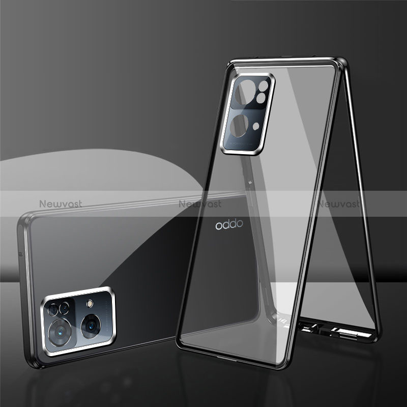 Luxury Aluminum Metal Frame Mirror Cover Case 360 Degrees P01 for Oppo Reno7 Pro 5G