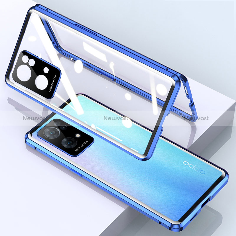 Luxury Aluminum Metal Frame Mirror Cover Case 360 Degrees P01 for Oppo Reno7 Pro 5G