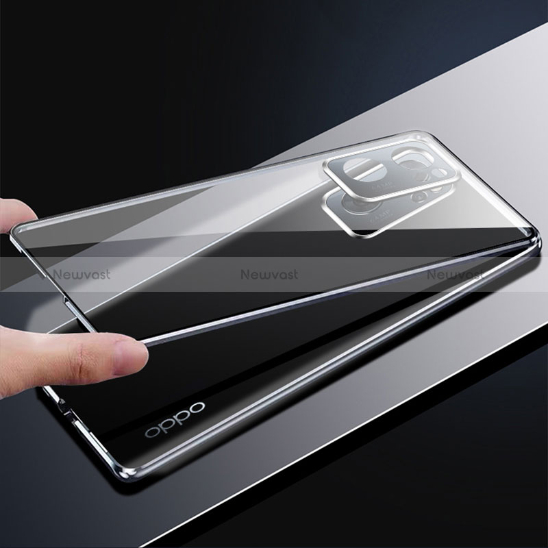 Luxury Aluminum Metal Frame Mirror Cover Case 360 Degrees P01 for Oppo Reno7 SE 5G