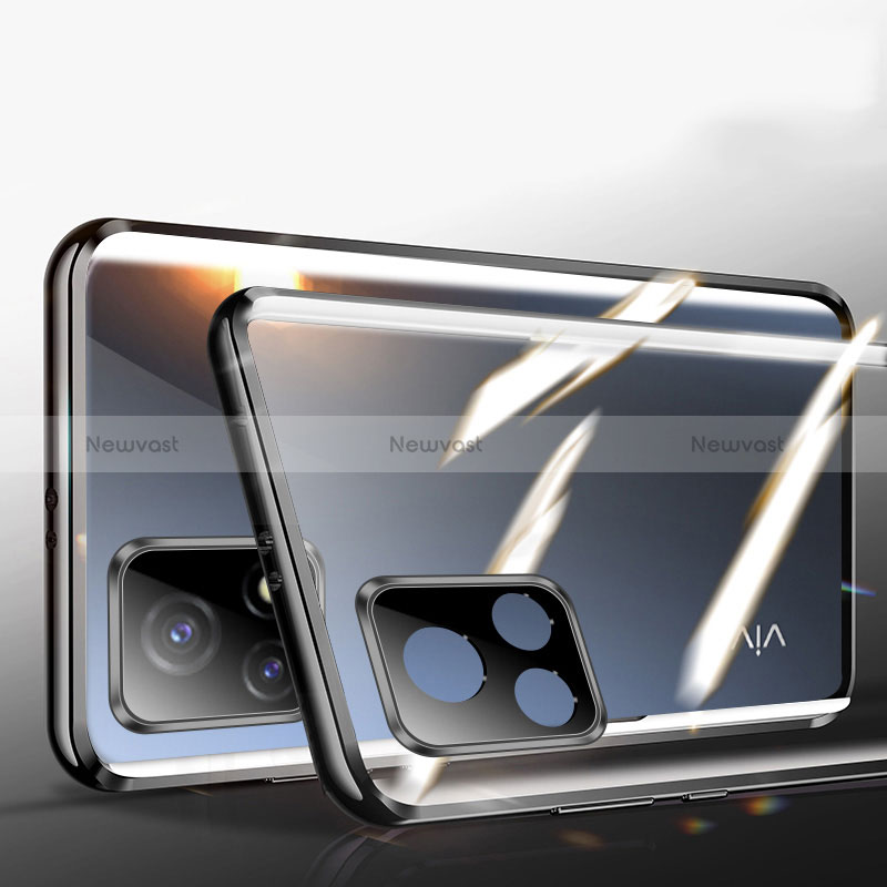 Luxury Aluminum Metal Frame Mirror Cover Case 360 Degrees P01 for Vivo iQOO U3 5G