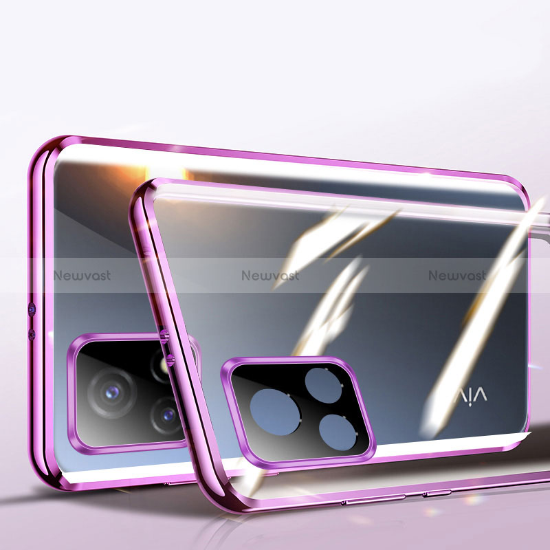 Luxury Aluminum Metal Frame Mirror Cover Case 360 Degrees P01 for Vivo iQOO U3 5G