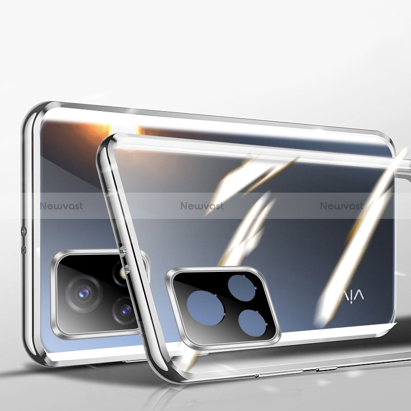 Luxury Aluminum Metal Frame Mirror Cover Case 360 Degrees P01 for Vivo iQOO U3 5G