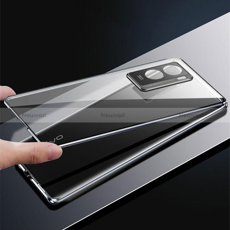 Luxury Aluminum Metal Frame Mirror Cover Case 360 Degrees P01 for Vivo iQOO U5 5G