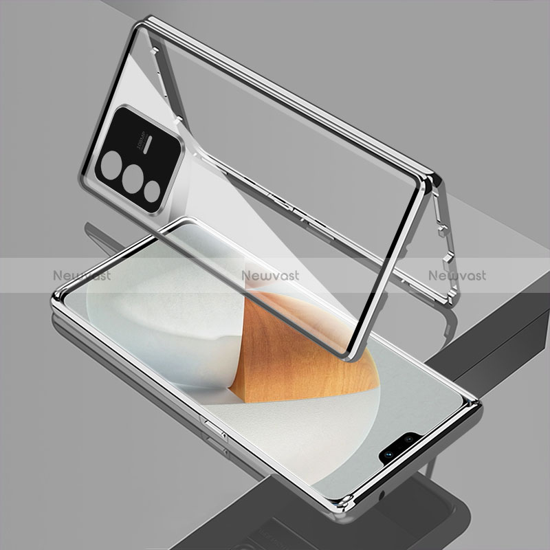 Luxury Aluminum Metal Frame Mirror Cover Case 360 Degrees P01 for Vivo V23 5G