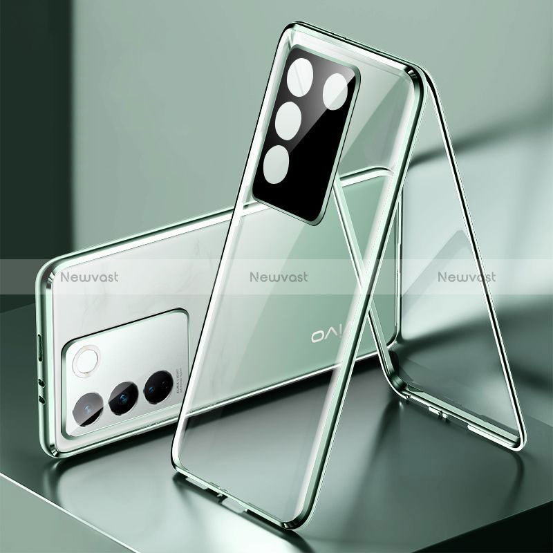 Luxury Aluminum Metal Frame Mirror Cover Case 360 Degrees P01 for Vivo V27 5G