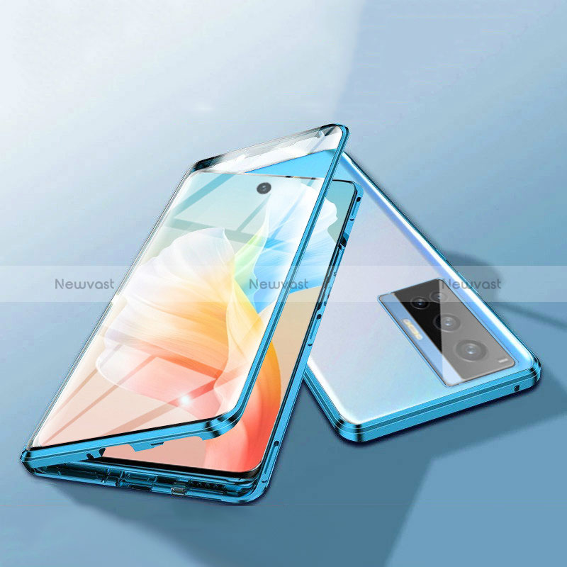 Luxury Aluminum Metal Frame Mirror Cover Case 360 Degrees P01 for Vivo X70 Pro 5G