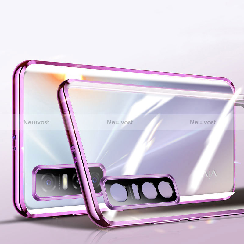 Luxury Aluminum Metal Frame Mirror Cover Case 360 Degrees P01 for Vivo Y73s 5G