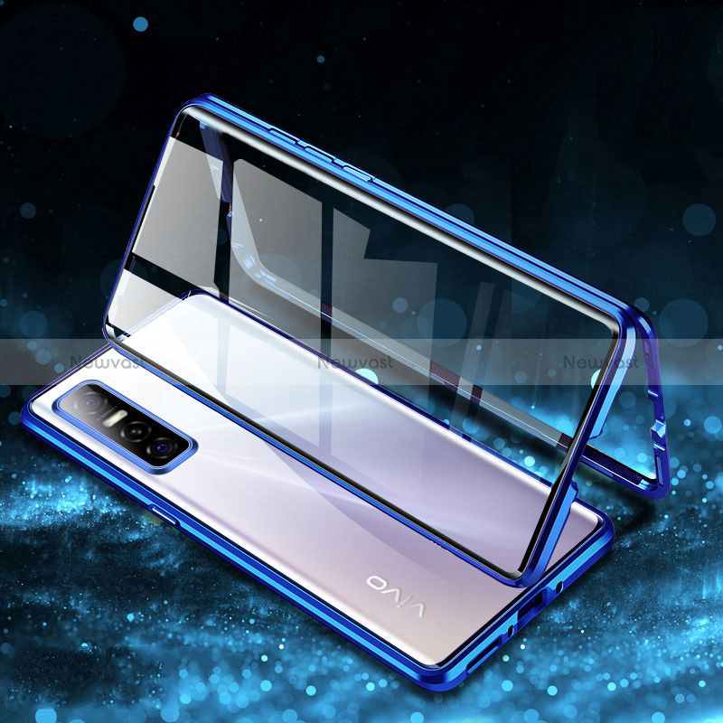 Luxury Aluminum Metal Frame Mirror Cover Case 360 Degrees P01 for Vivo Y73s 5G