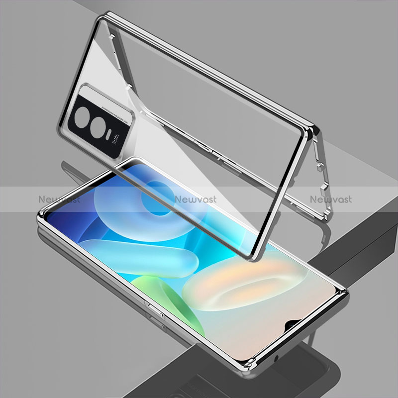 Luxury Aluminum Metal Frame Mirror Cover Case 360 Degrees P01 for Vivo Y74s 5G