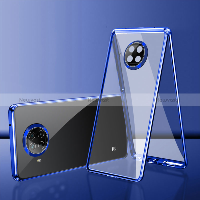 Luxury Aluminum Metal Frame Mirror Cover Case 360 Degrees P01 for Xiaomi Mi 10i 5G Blue